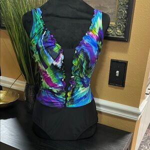 NWOT Maxine Colorful Ruffled Swimsuit
